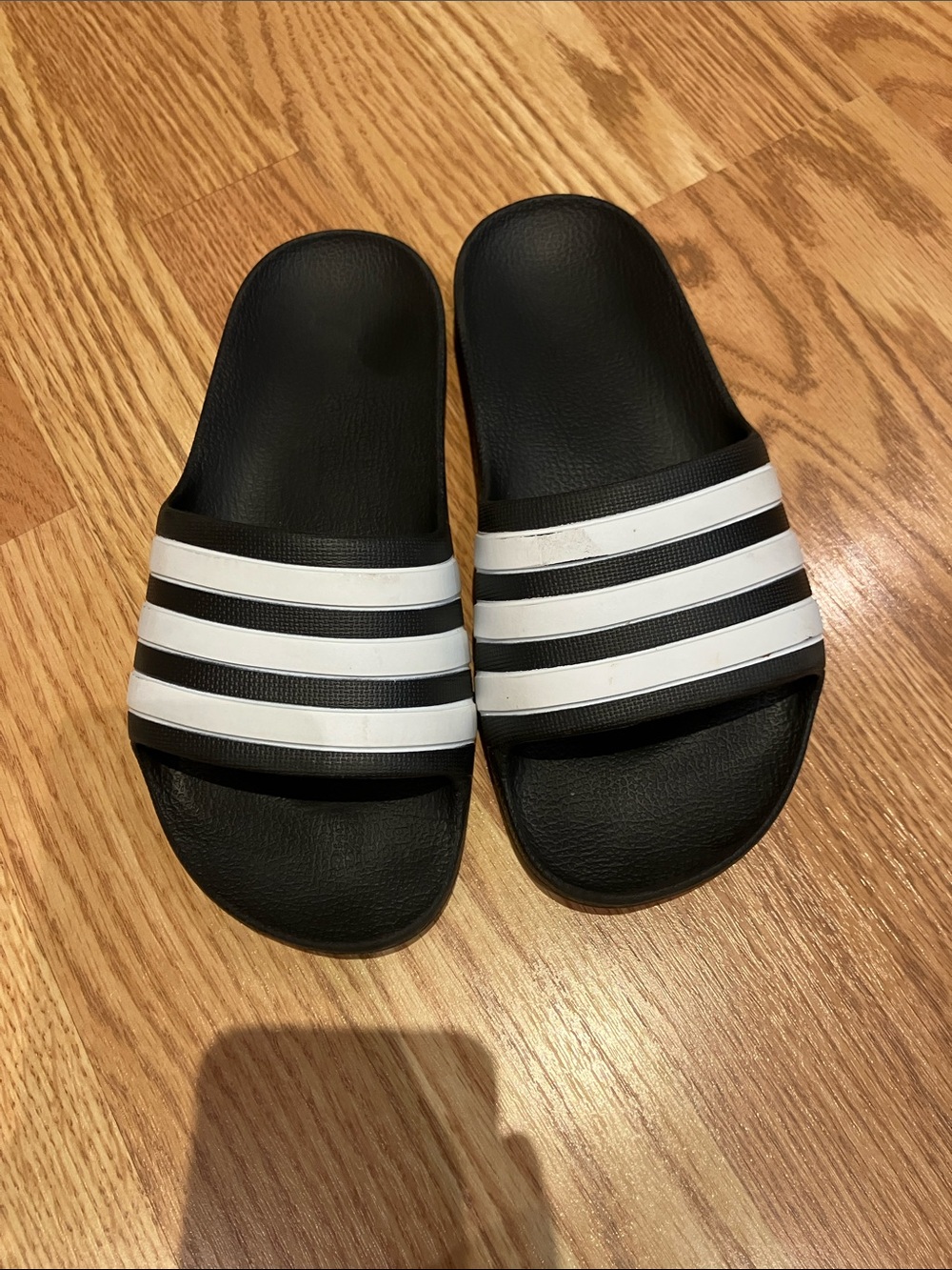 adidas Black and White kids Slide Sandals